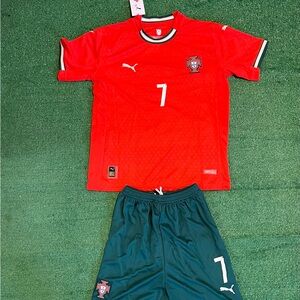 Portugal National Christiano Ronaldo Red Jersey With Shorts